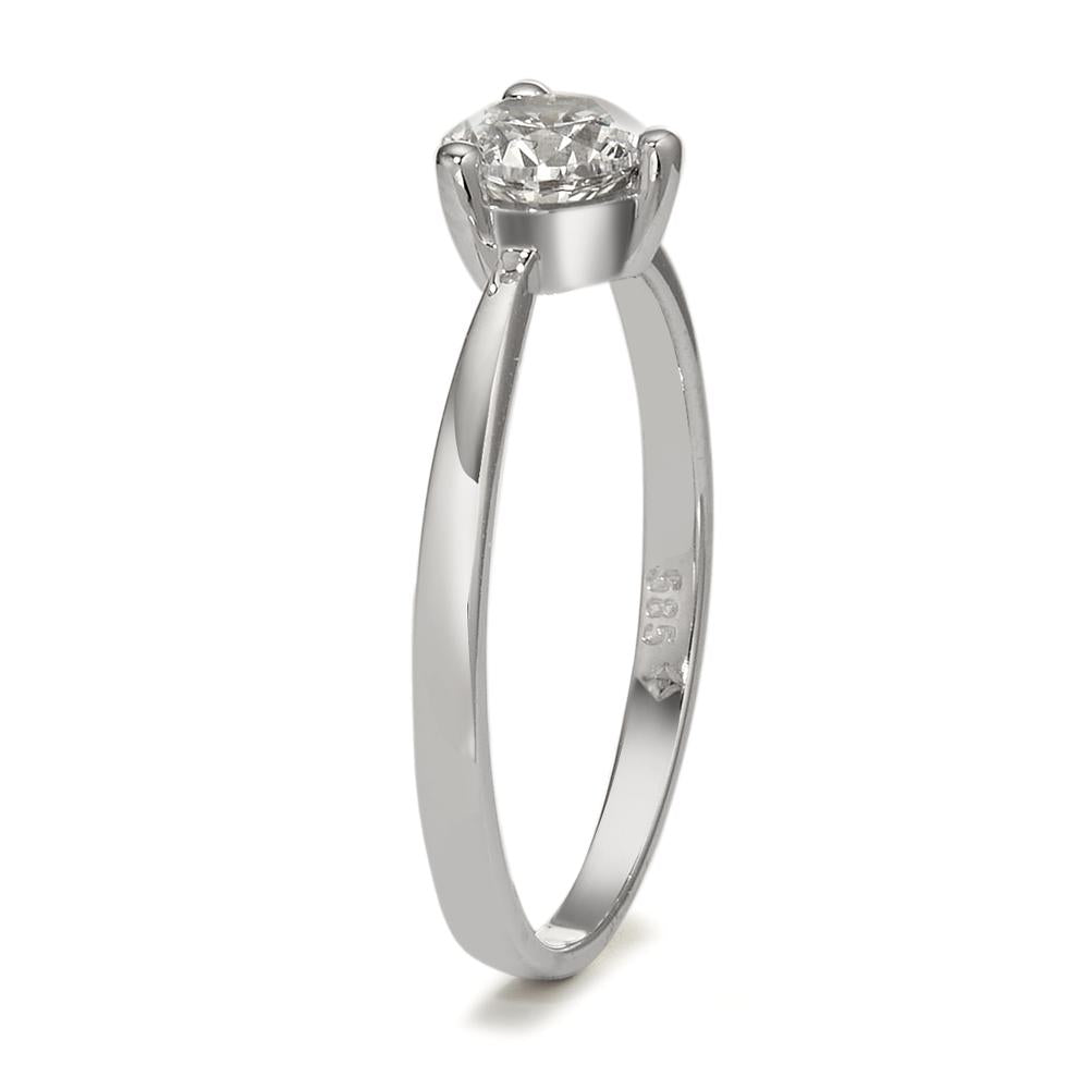 Bague solitaire Or blanc 14K Zircone Ø4.5 mm