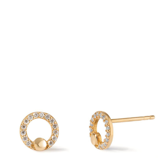 Clous d'oreilles Or jaune 14K Zircone 28 Pierres Ø7.5 mm