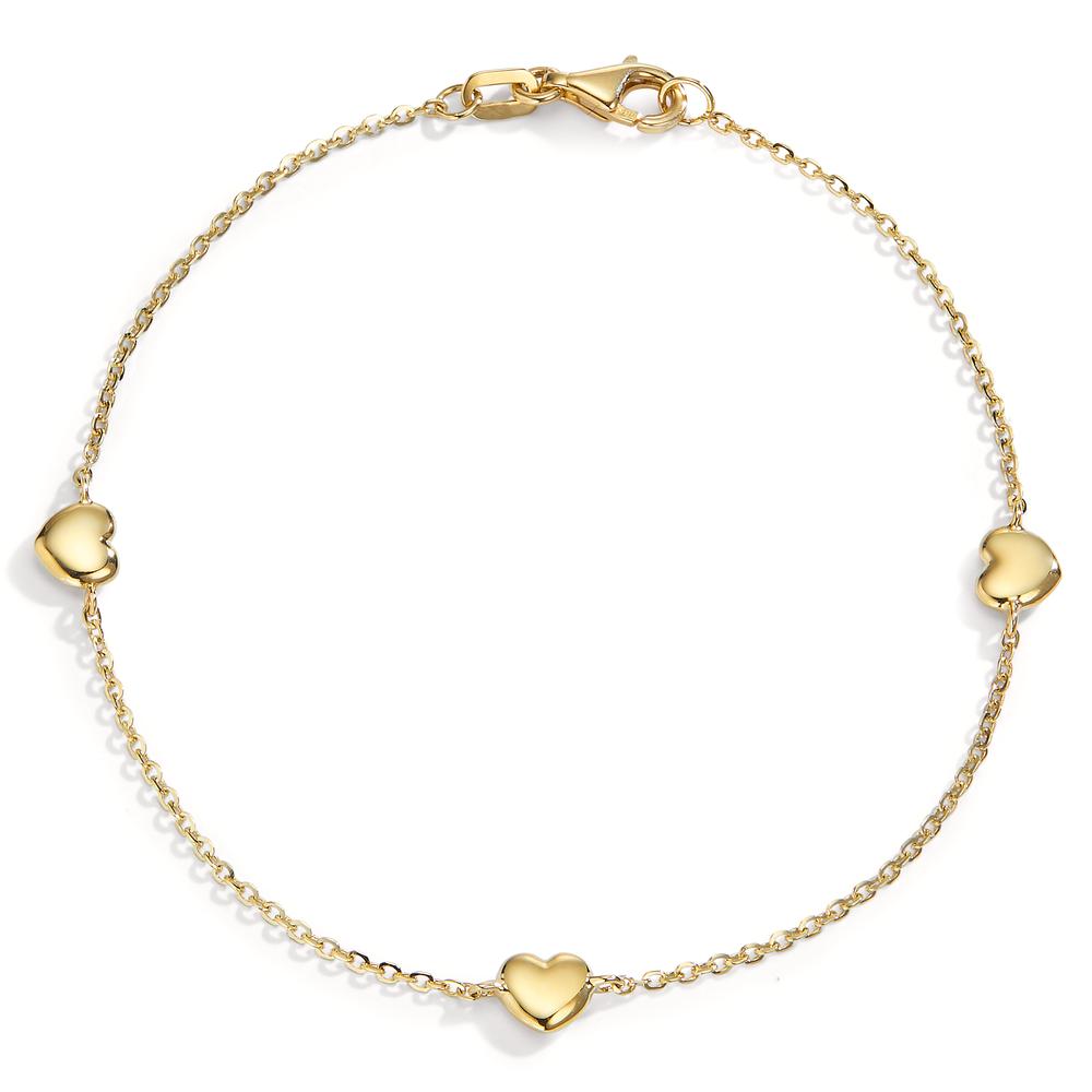 Bracelet Or jaune 14K Coeur 17-19 cm