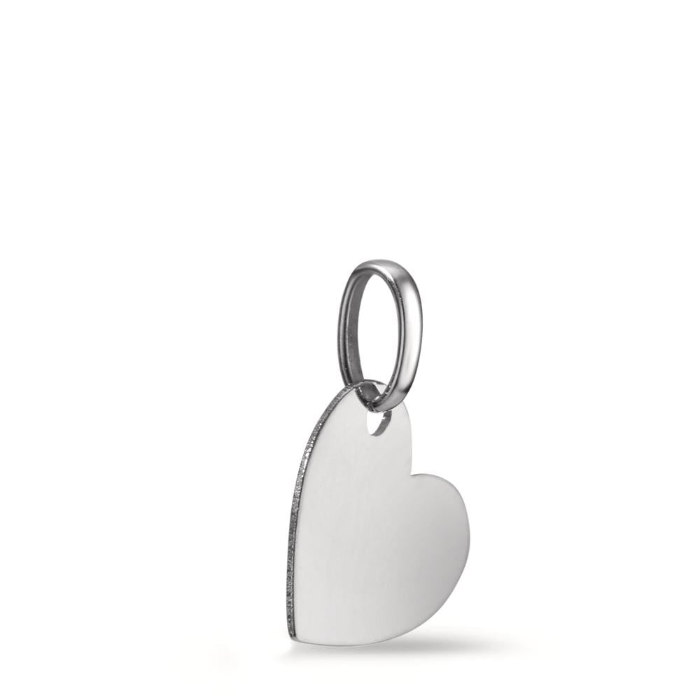 Pendentif avec gravure Or blanc 14K Coeur Ø11 mm