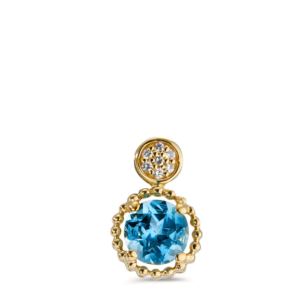 Pendentif Or jaune 14K Topaze bleu, 8 Pierres