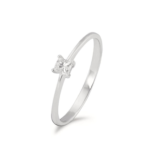 Bague Or blanc 14K Diamant 0.15 ct, carrée, w-si