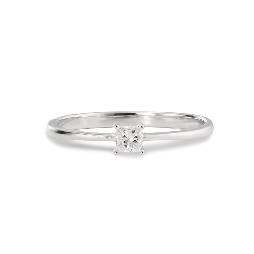 Bague Or blanc 14K Diamant 0.15 ct, carrée, w-si