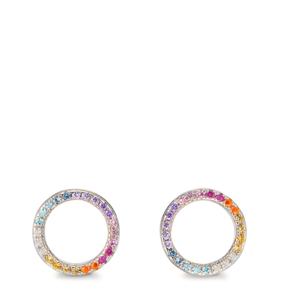 Clous d'oreilles Argent Zircone coloré Rhodié Ø10 mm