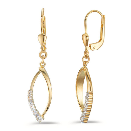 Pendant d'oreilles Or jaune 18K Zircone 12 Pierres