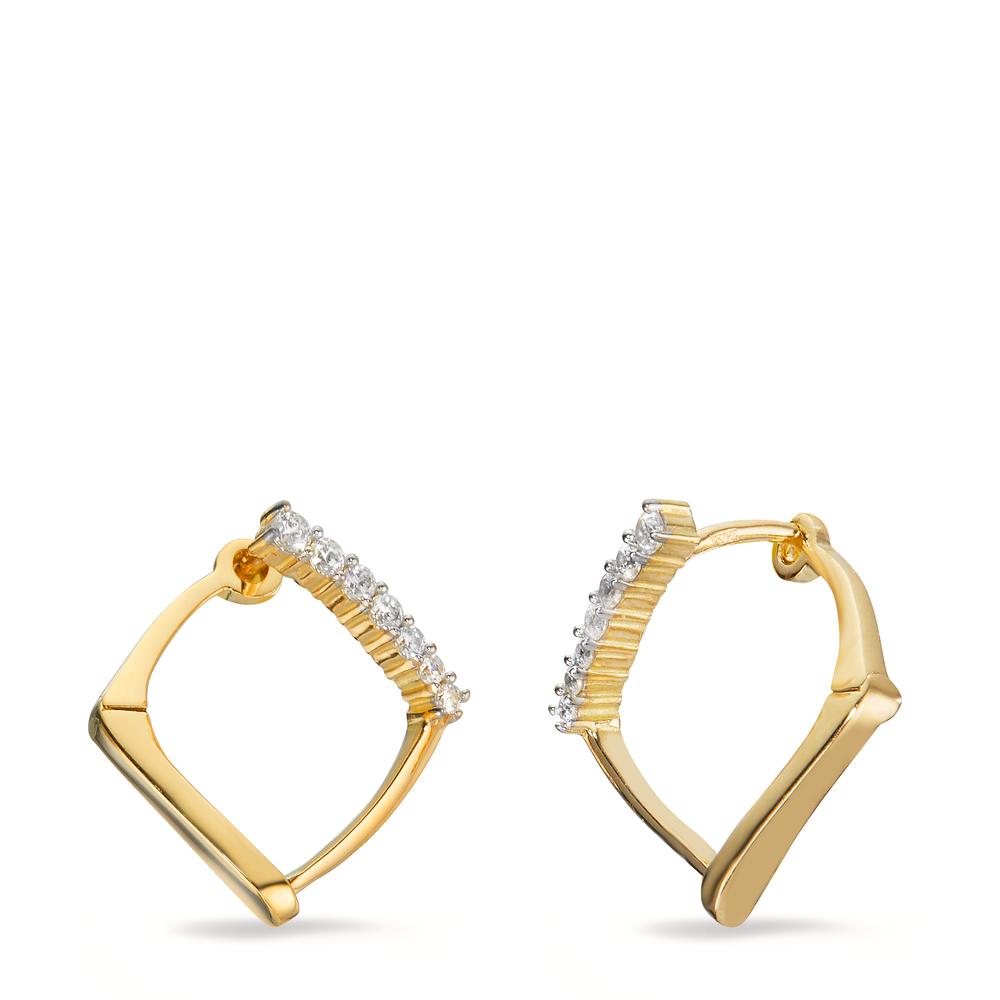 Boucles d'oreilles Or jaune 18K Zircone blanc, 14 Pierres Ø18 mm