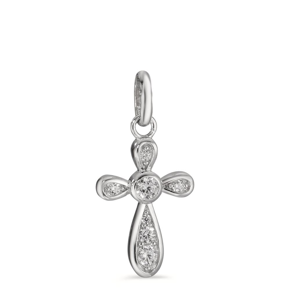 Pendentif Argent Zircone 7 Pierres Rhodié Croix