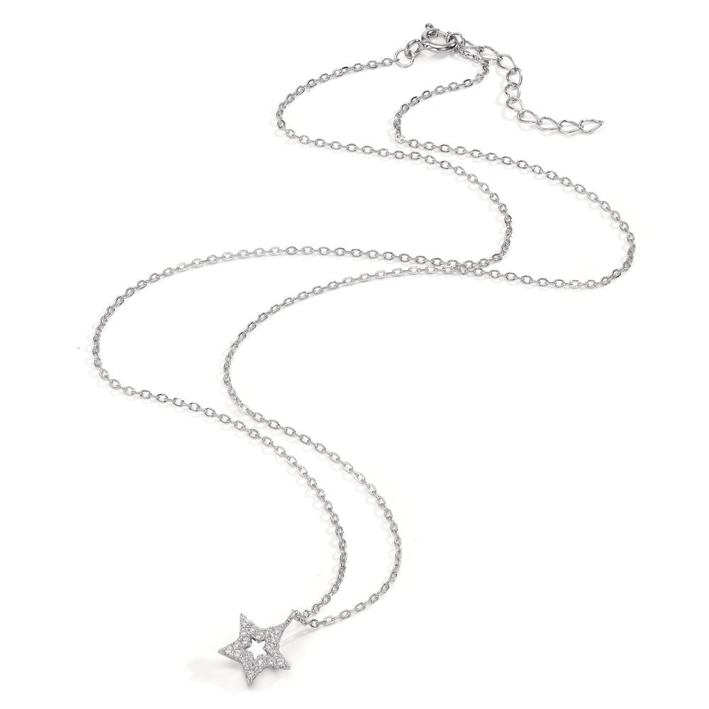 Collier Argent Zircone Rhodié Étoile 42-45 cm