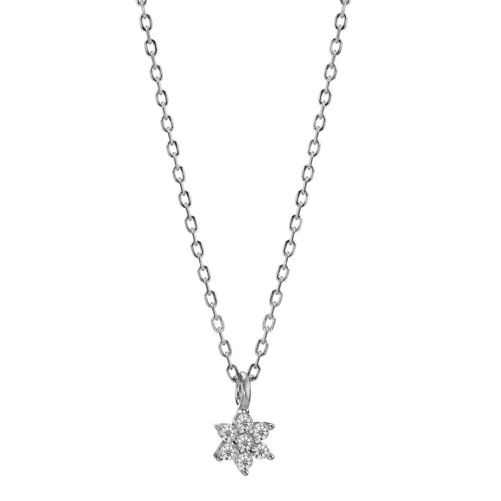 Collier Argent Zircone Rhodié Fleur 42-45 cm