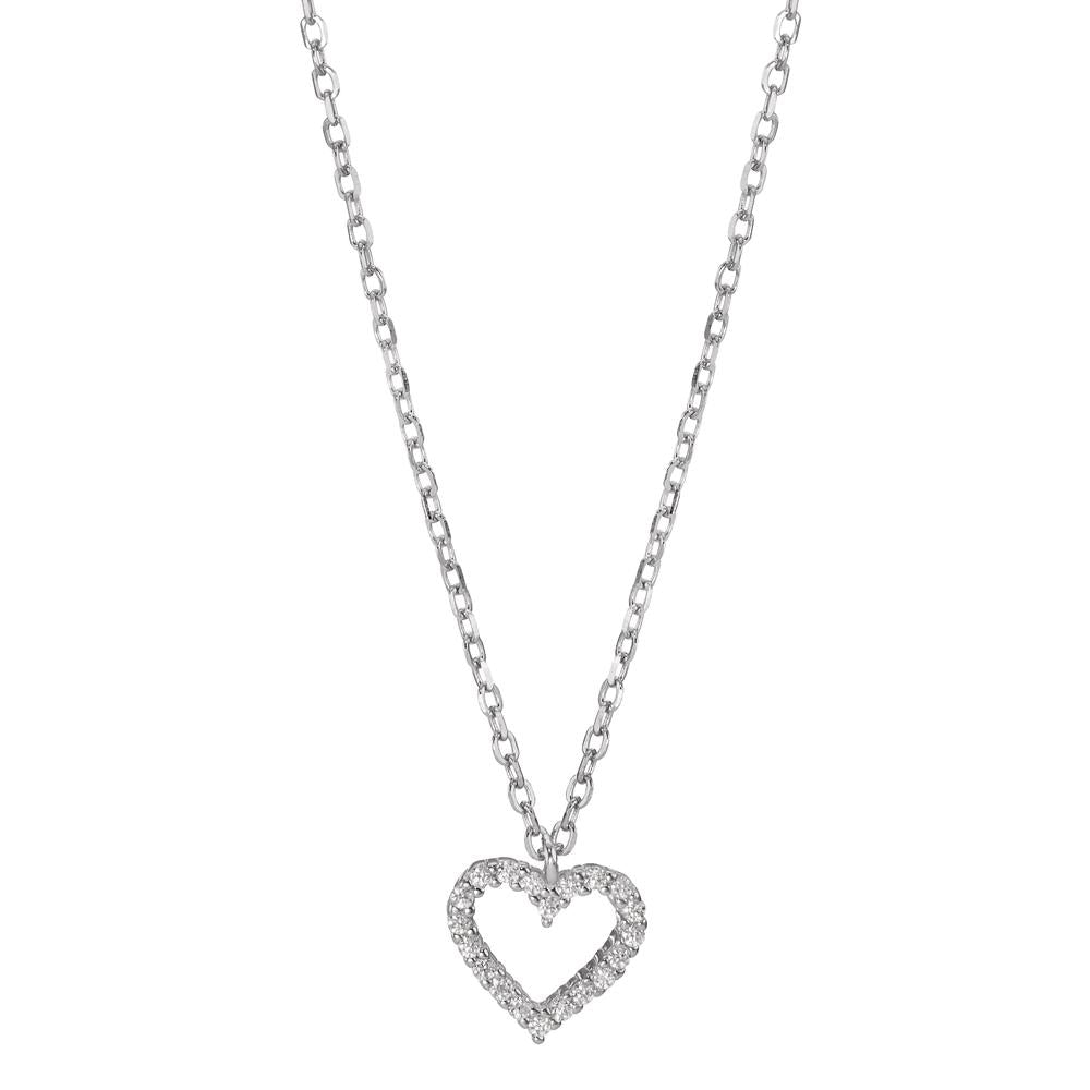 Collier Argent Zircone Rhodié Coeur 42-45 cm