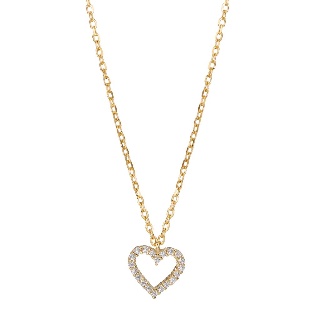 Collier Argent Zircone jaune Plaqué or Coeur 42-45 cm