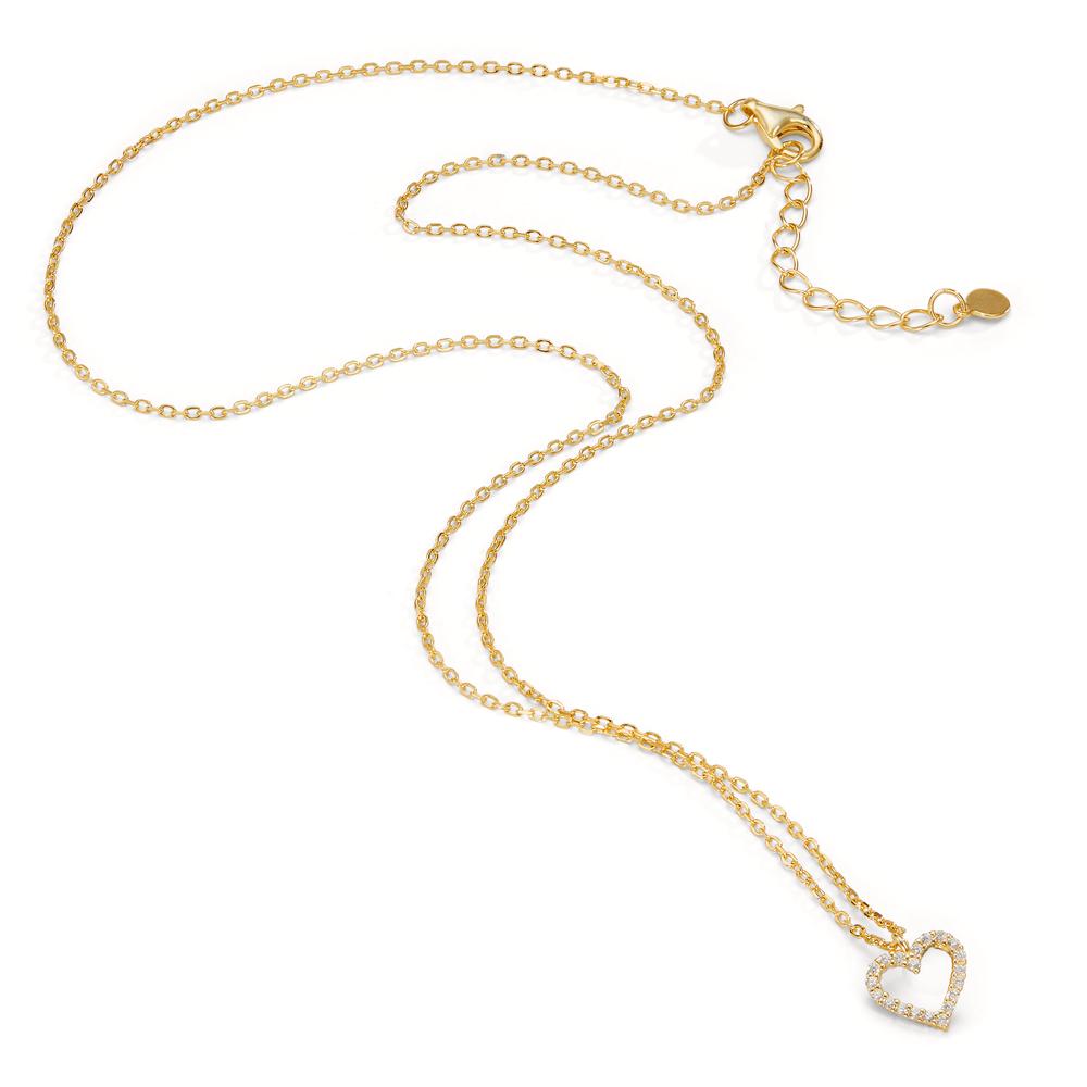 Collier Argent Zircone jaune Plaqué or Coeur 42-45 cm