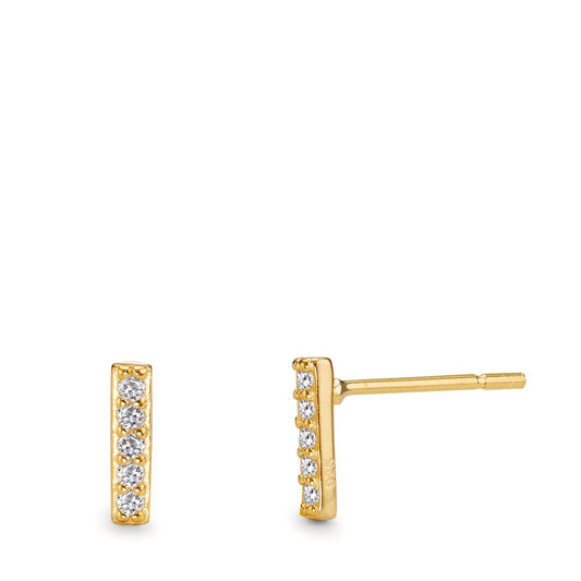 Clous d'oreilles Argent Zircone 10 Pierres jaune Plaqué or