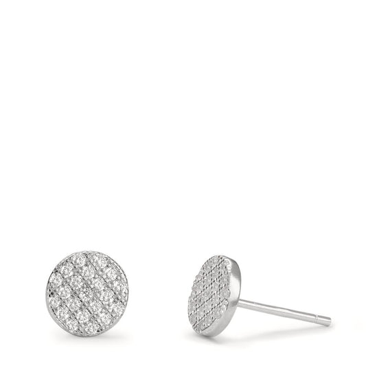 Clous d'oreilles Argent Zircone Rhodié Ø7 mm