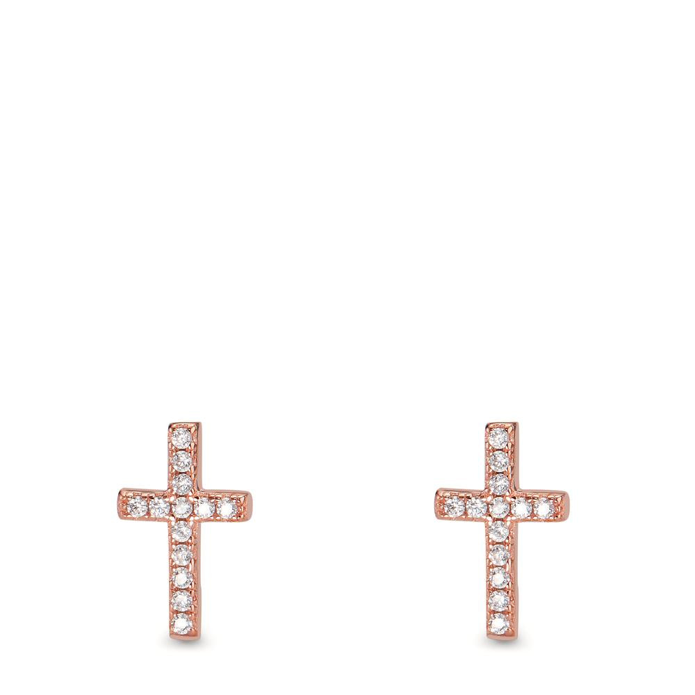 Clous d'oreilles Argent Zircone 26 Pierres rosé Plaqué or Croix