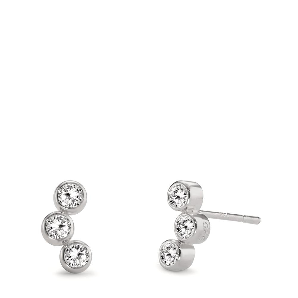 Clous d'oreilles Argent Zircone 6 Pierres Rhodié