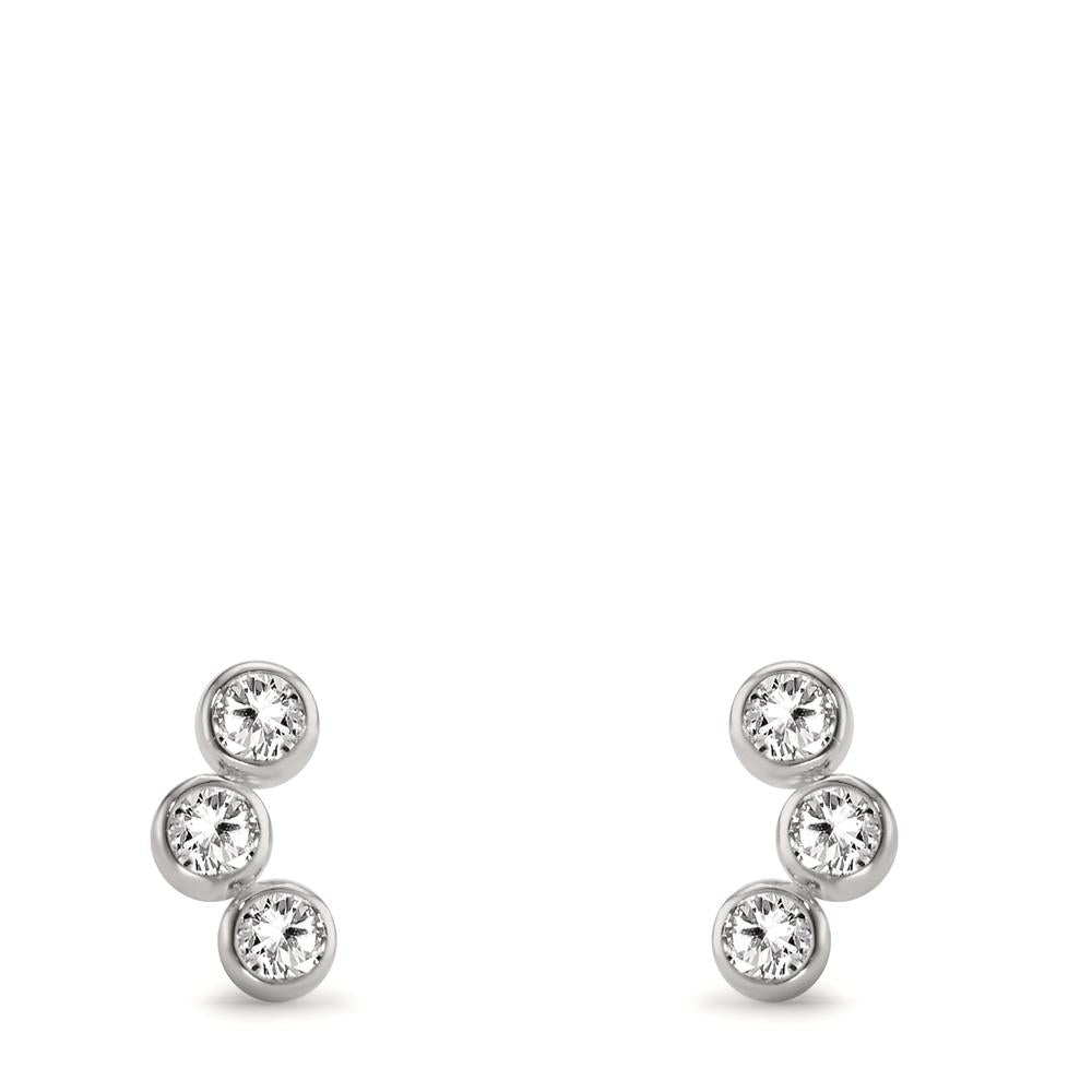 Clous d'oreilles Argent Zircone 6 Pierres Rhodié