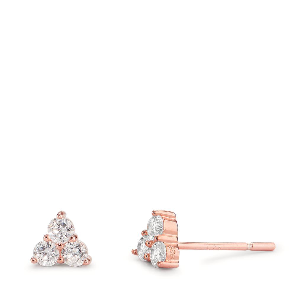 Clous d'oreilles Argent Zircone 6 Pierres rosé Plaqué or Ø5 mm