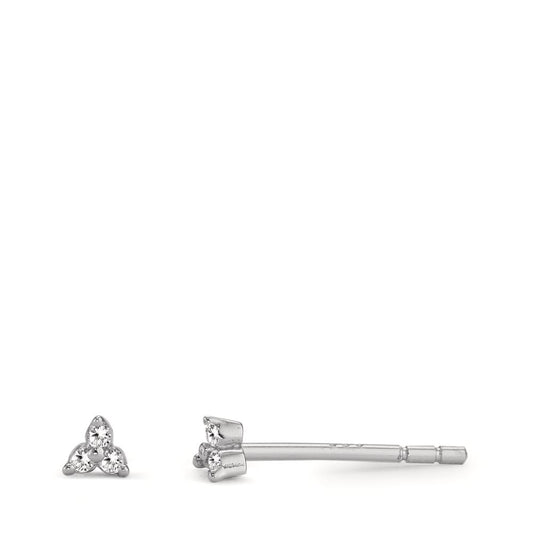 Clous d'oreilles Argent Zircone 6 Pierres Rhodié Ø3 mm