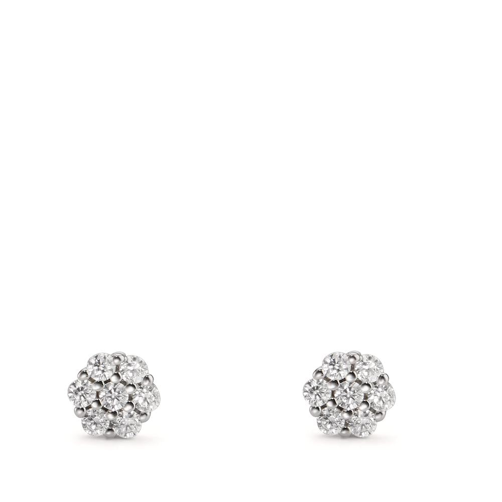 Clous d'oreilles Argent Zircone 14 Pierres Rhodié Fleur Ø4.5 mm