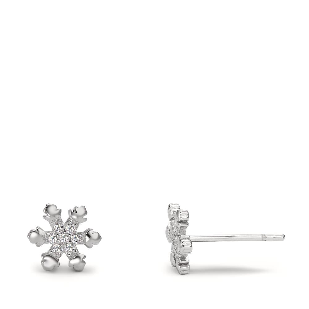 Clous d'oreilles Argent Zircone Rhodié Flocon de Neige Ø7 mm