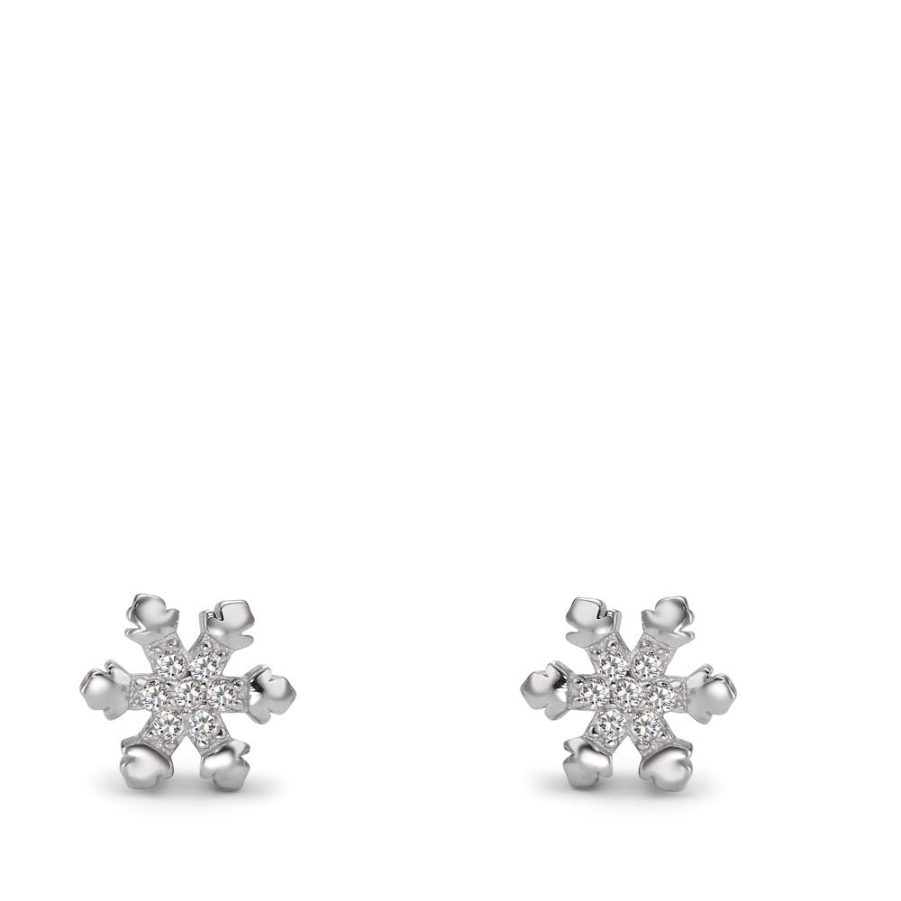 Clous d'oreilles Argent Zircone Rhodié Flocon de Neige Ø7 mm