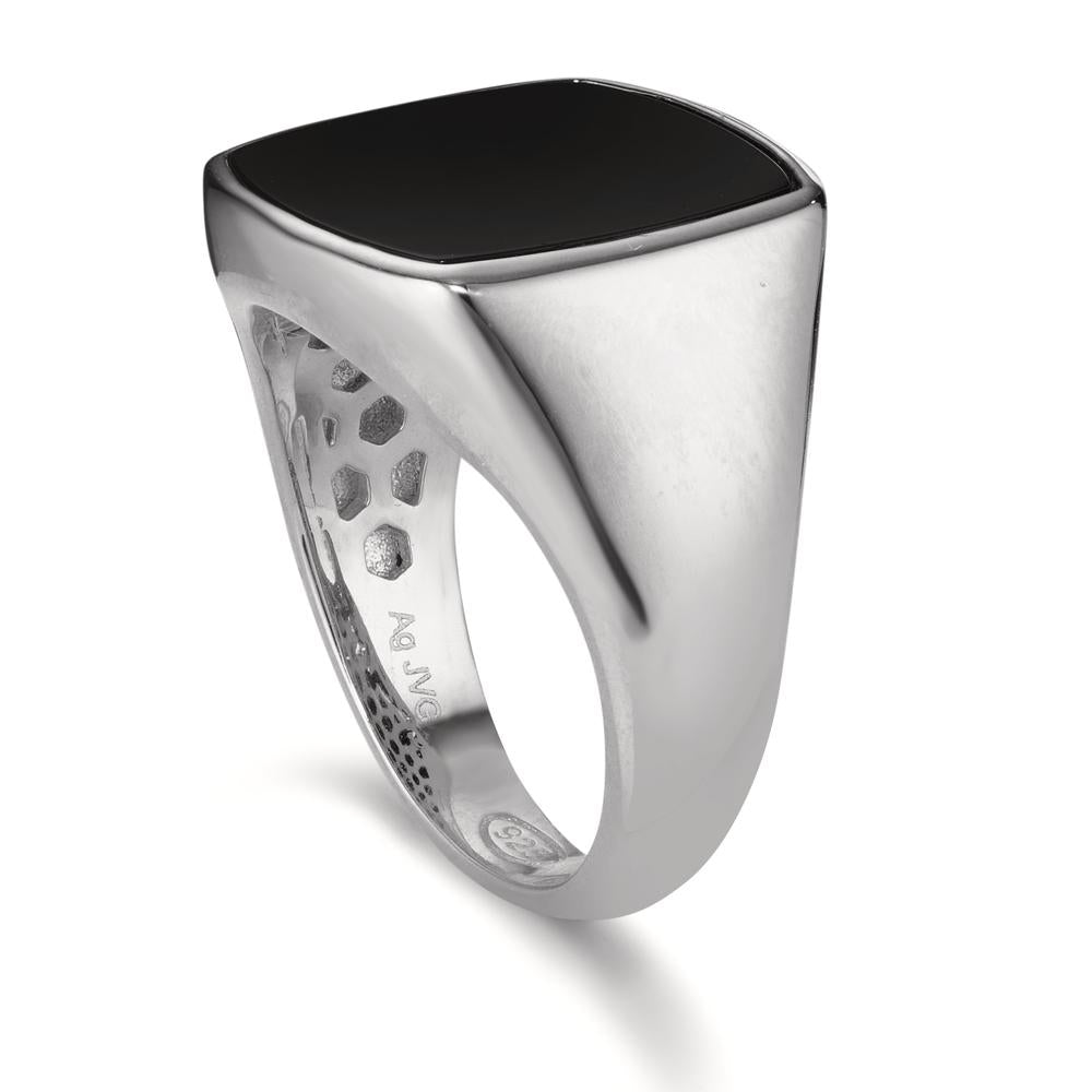 Bague Argent Onyx Rhodié