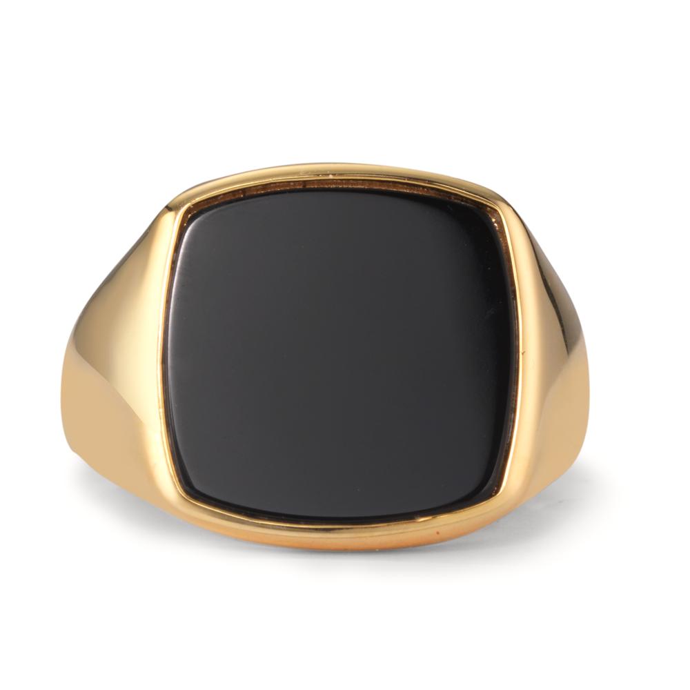 Bague Argent Onyx jaune Plaqué or