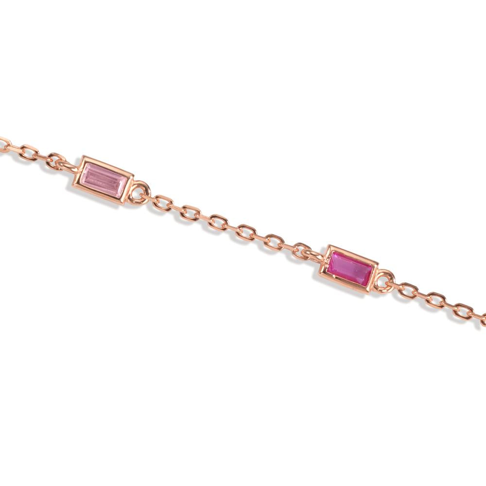 Bracelet Argent Zircone rose, 5 Pierres rosé Plaqué or 16-18.5 cm