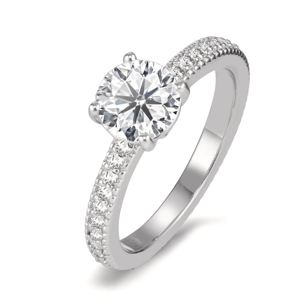 Bague solitaire Argent Zircone Rhodié Ø7 mm