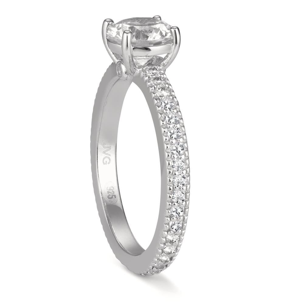 Bague solitaire Argent Zircone Rhodié Ø7 mm