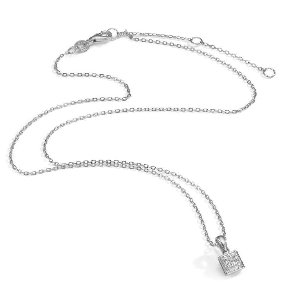 Collier Argent Zircone 16 Pierres Rhodié 40-45 cm