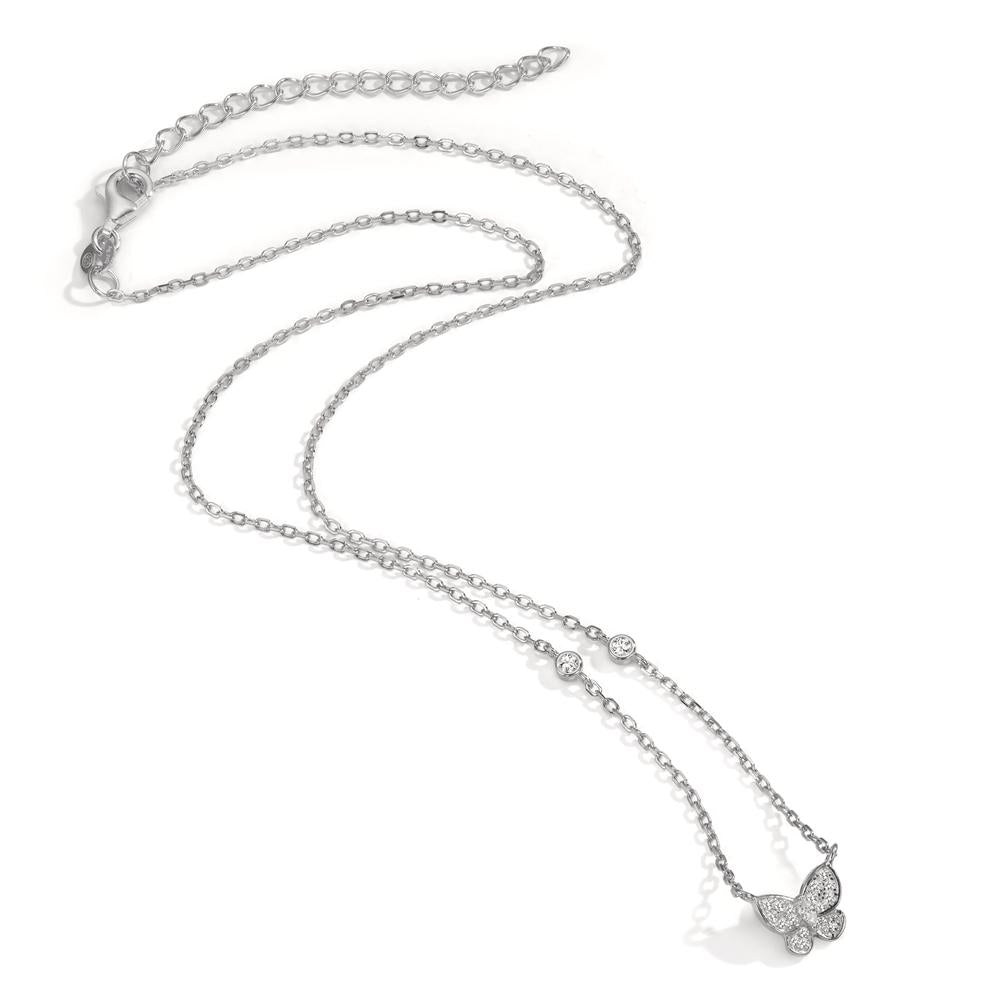 Collier Argent Zircone Rhodié Papillon 40-45 cm