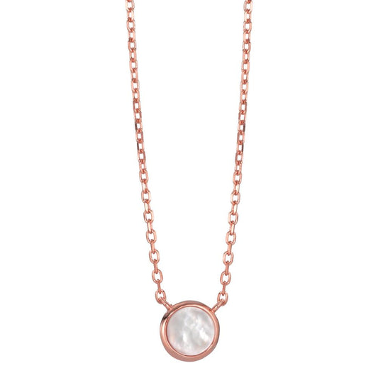 Collier Argent rosé Plaqué or nacre 40-45 cm Ø8 mm