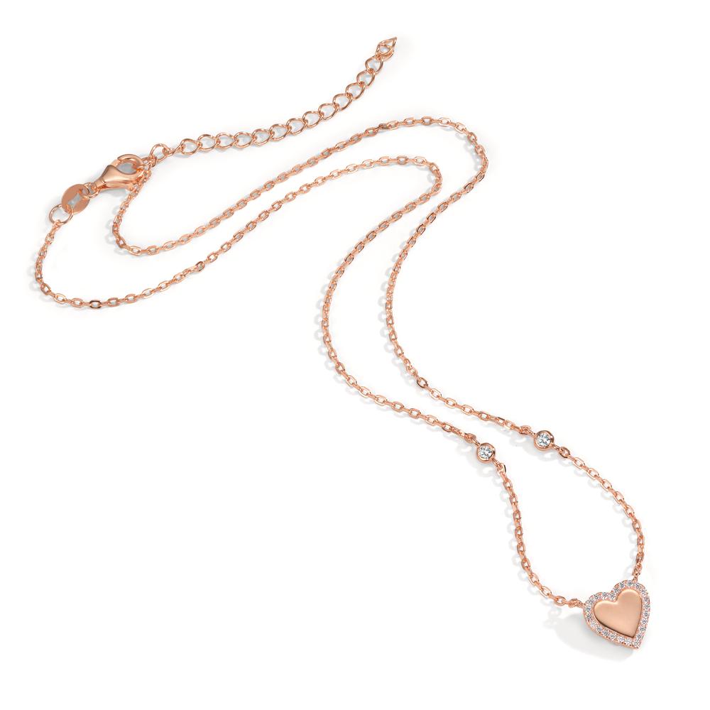 Collier Argent Zircone rosé Plaqué or Coeur 40-45 cm