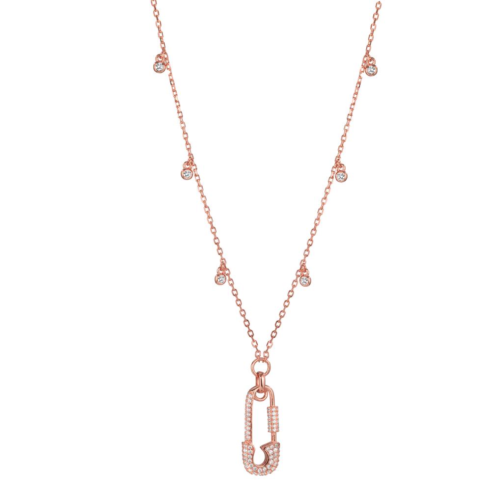 Collier Argent Zircone rosé Plaqué or Épingle à nourrice 40-45 cm