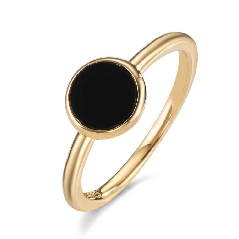 Bague Argent Onyx jaune Plaqué or Ø7.5 mm