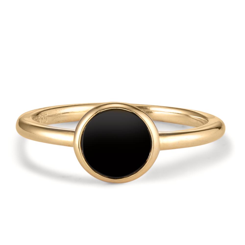 Bague Argent Onyx jaune Plaqué or Ø7.5 mm