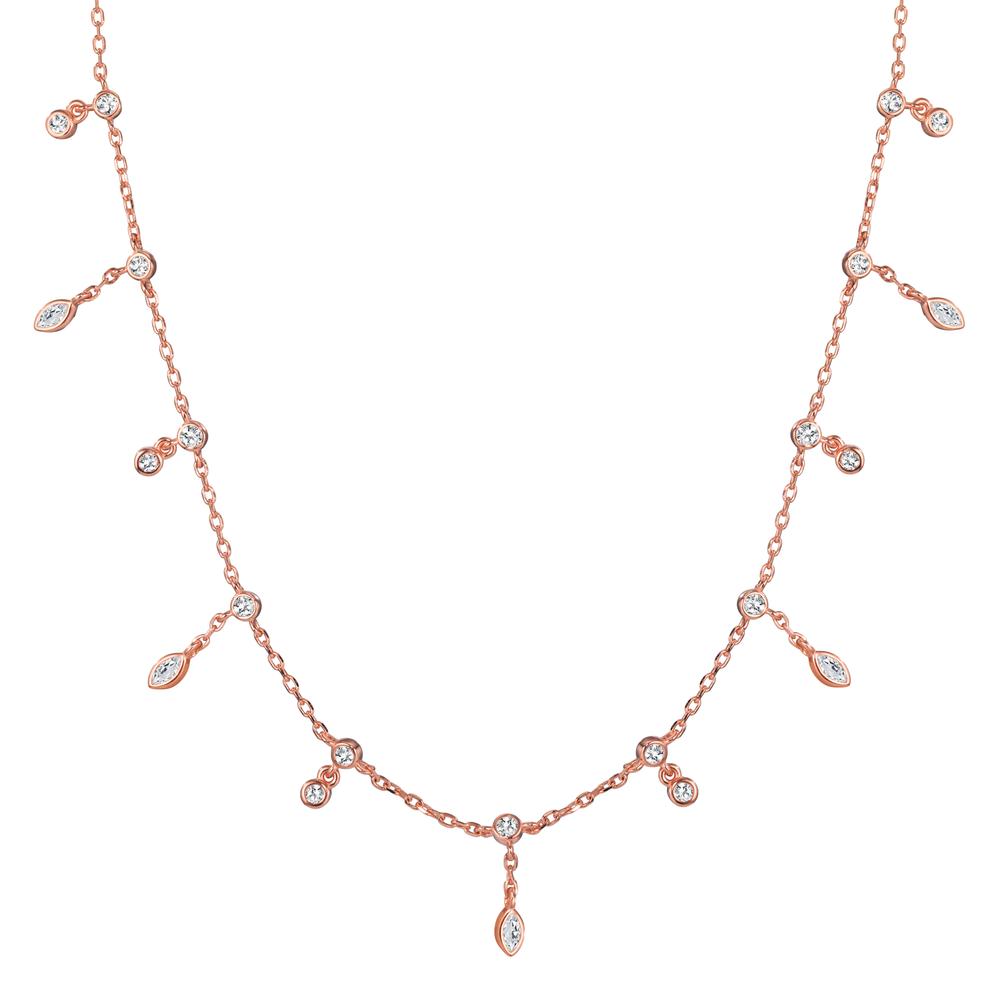 Collier Argent Zircone 30 Pierres rosé Plaqué or 37-44 cm