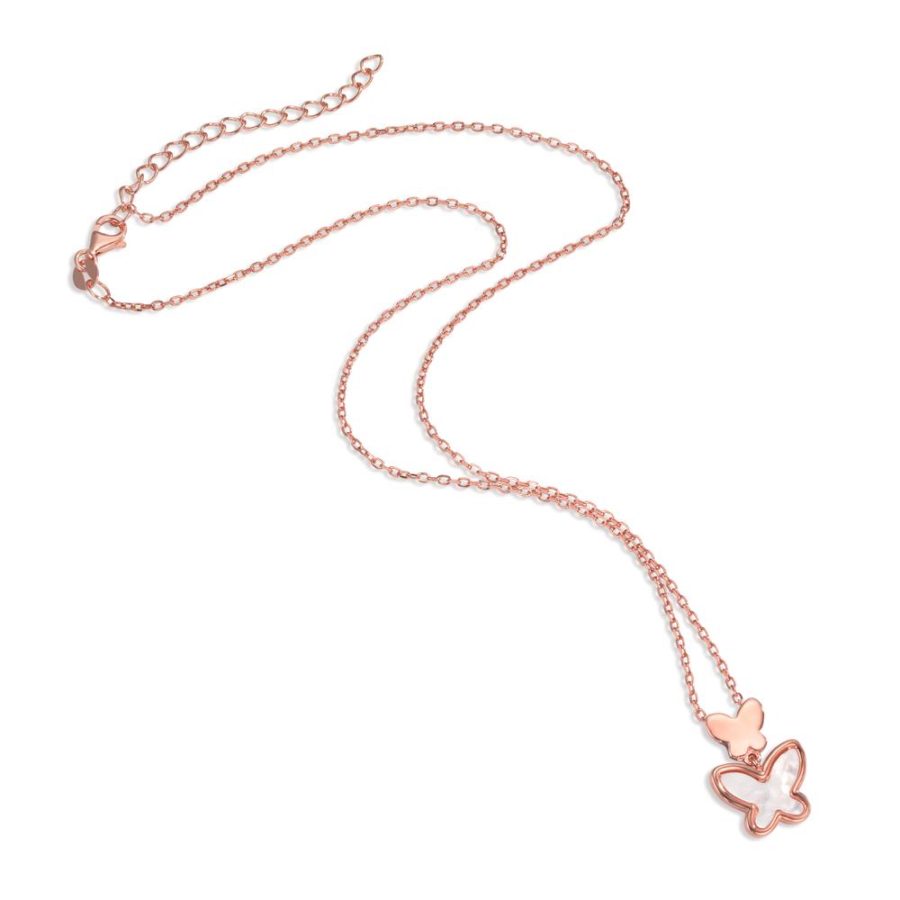 Collier Argent rosé Plaqué or nacre Papillon 40-44 cm