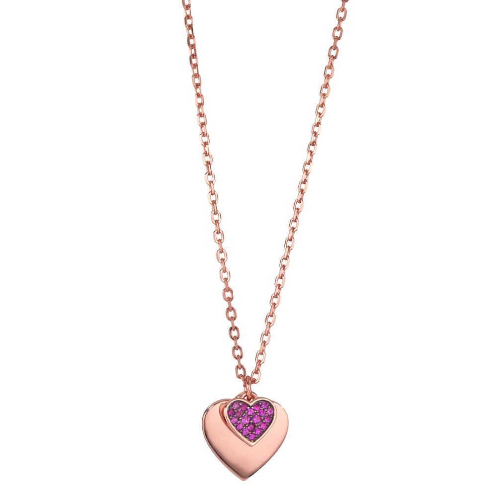 Collier Argent Zircone rose rosé Plaqué or Coeur 40-45 cm