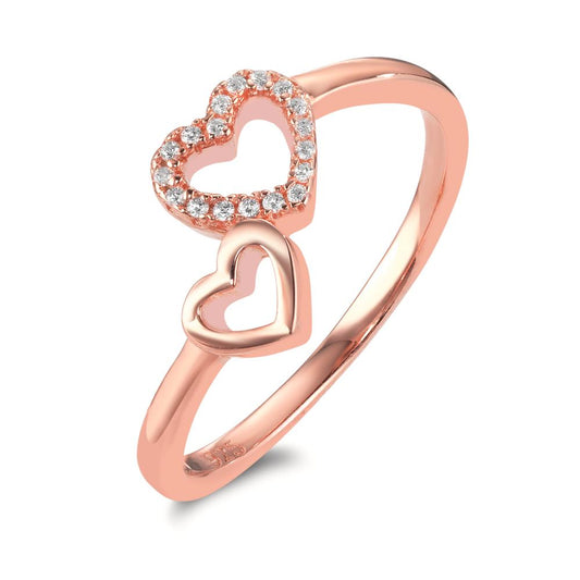 Bague Argent Zircone rosé Plaqué or Coeur