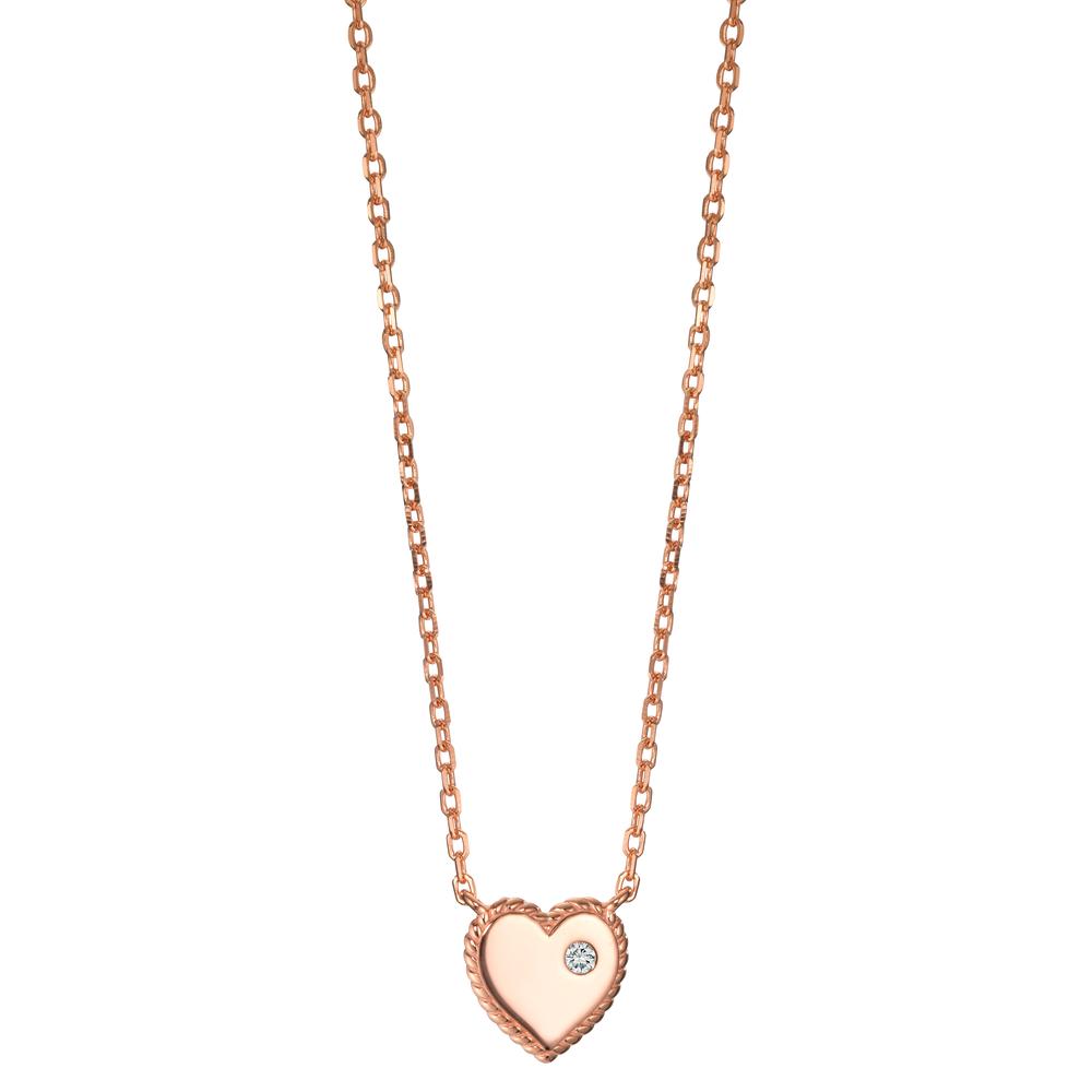 Collier Argent Zircone rosé Plaqué or Coeur 40-45 cm