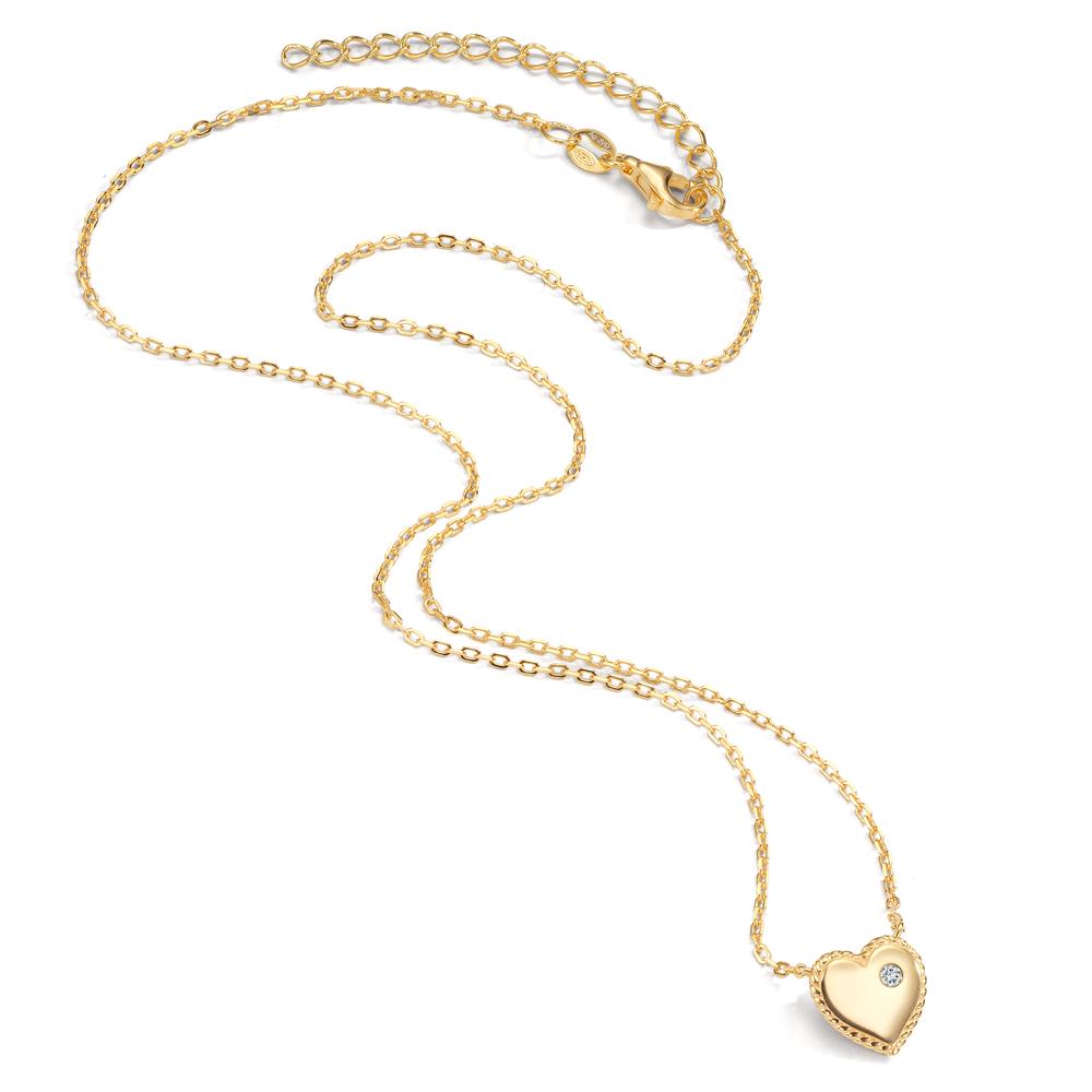 Collier Argent Zircone jaune Plaqué or Coeur 40-45 cm