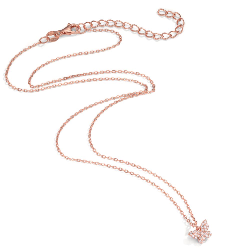 Collier Argent Zircone rosé Plaqué or Papillon 40-45 cm Ø7.5 mm