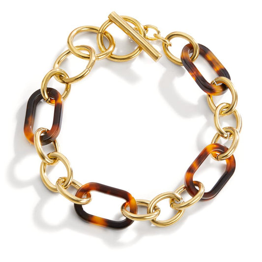 Bracelet Acier inoxydable [synth. Schildpatt] jaune PVD 18-20 cm