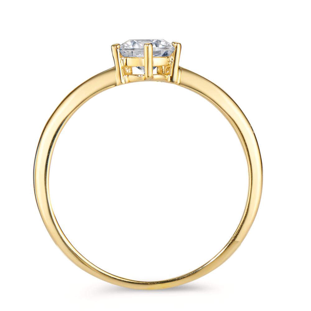 Bague solitaire Or jaune 18K Zircone Ø5.5 mm