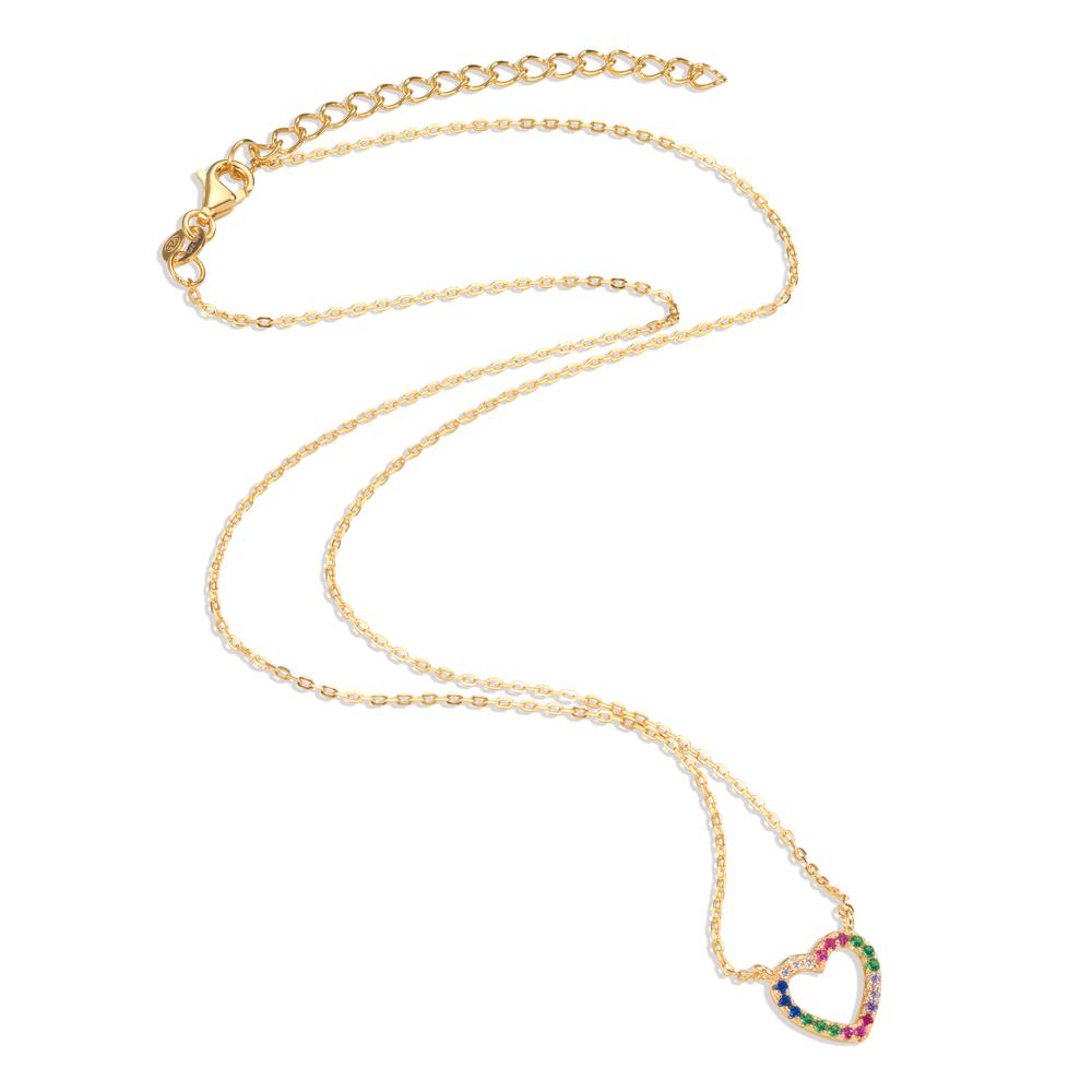 Collier Argent Zircone coloré jaune Plaqué or Coeur 40-45 cm Ø10 mm