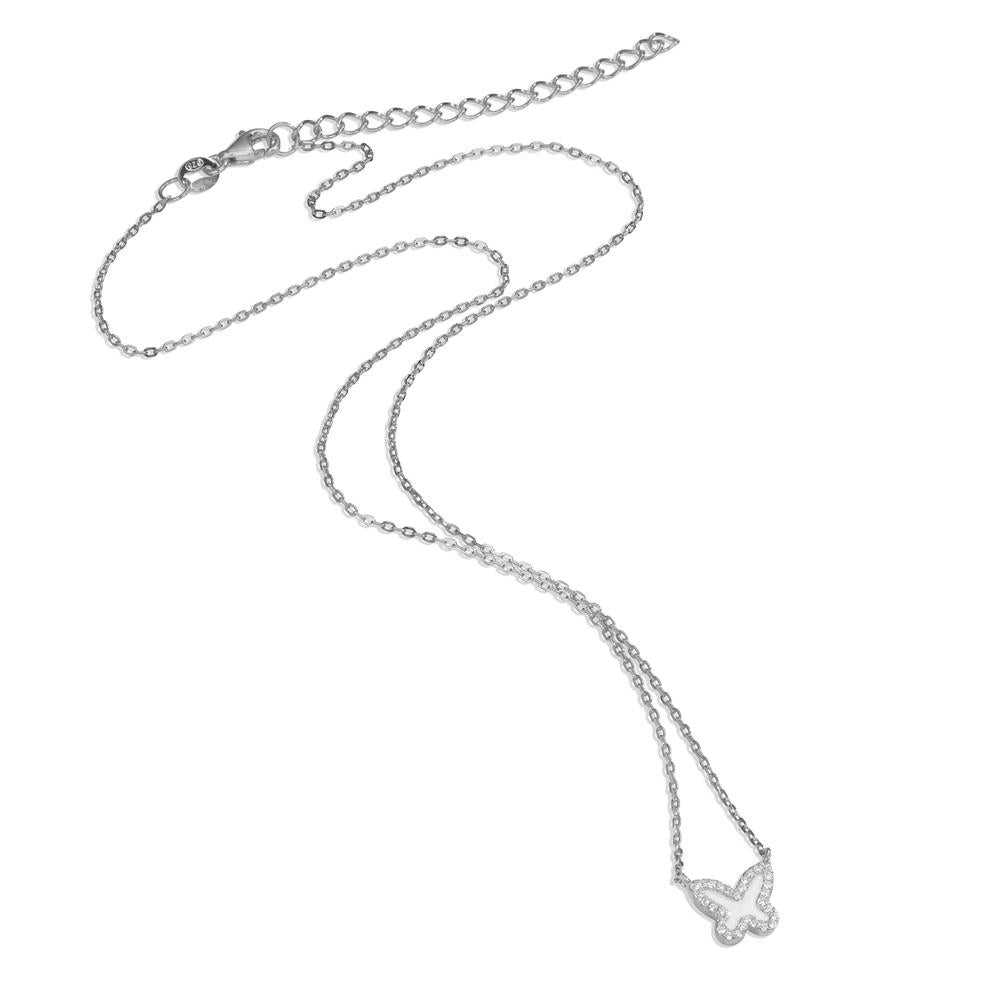 Collier Argent Zircone Rhodié Papillon 40-45 cm Ø9 mm