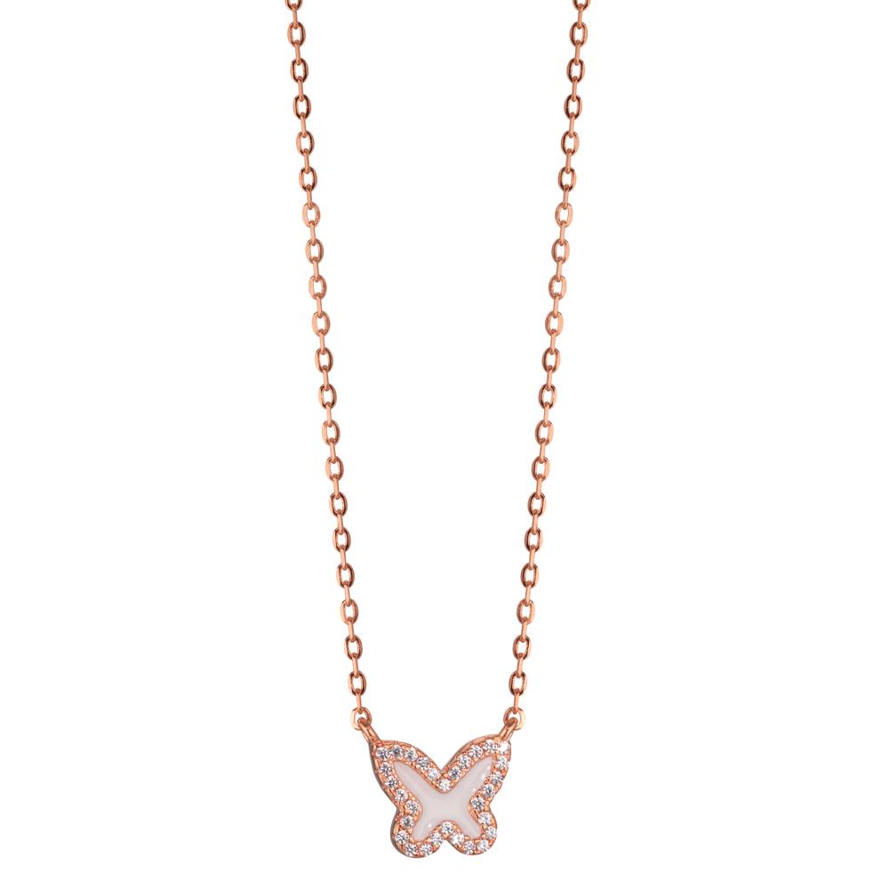 Collier Argent Zircone rosé Plaqué or Papillon 40-45 cm Ø9 mm